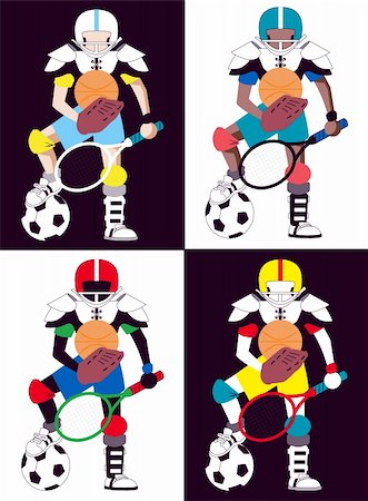 simsearch:400-04349663,k - Collection of 4 versions of kid representing all sorts of sports. Stock Photo - Budget Royalty-Free & Subscription, Code: 400-04634076