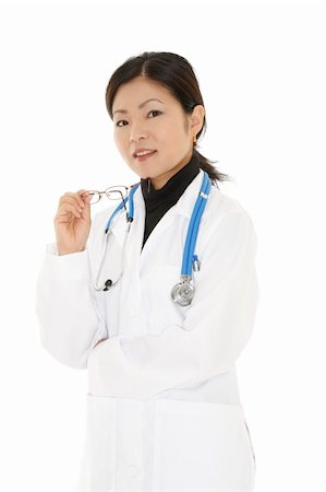 simsearch:400-05172792,k - Beautiful Asian doctor or nurse on a white background Foto de stock - Royalty-Free Super Valor e Assinatura, Número: 400-04634137