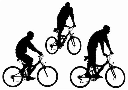 extreme bicycle vector - Vector image of sports bike. Silhouettes on a white background Stock Photo - Budget Royalty-Free & Subscription, Code: 400-04634198