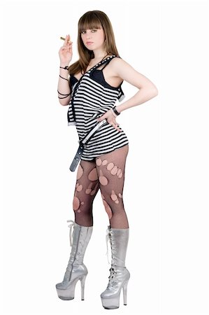 simsearch:400-05883228,k - Girl in a striped dress and silvery boots Stock Photo - Budget Royalty-Free & Subscription, Code: 400-04634221