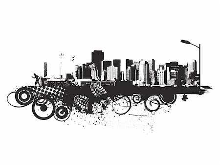dirty city - abstract urban grunge city background,vector illustration Stock Photo - Budget Royalty-Free & Subscription, Code: 400-04634698