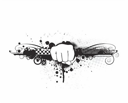 fist vectors - grunge hand punch with urban background,vector illustration Stock Photo - Budget Royalty-Free & Subscription, Code: 400-04634700