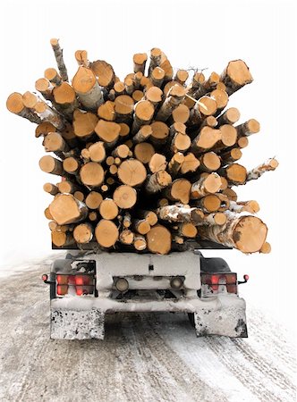 Truckl with of timber seen from behind Stock Photo - Budget Royalty-Free & Subscription, Code: 400-04634774