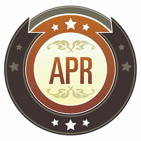 simsearch:400-05742337,k - April month calendar icon on round red and brown imperial vector button with star accents suitable for use on website, in print and promotional materials, and for advertising. Stock Photo - Budget Royalty-Free & Subscription, Code: 400-04635022