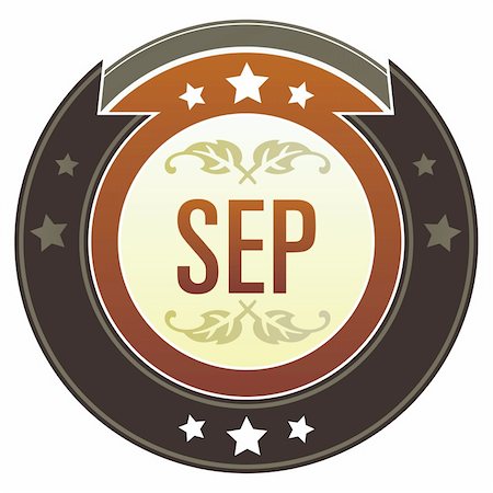 simsearch:400-05742337,k - September month calendar icon on round red and brown imperial vector button with star accents suitable for use on website, in print and promotional materials, and for advertising. Stock Photo - Budget Royalty-Free & Subscription, Code: 400-04635033