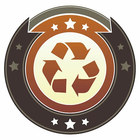 simsearch:400-05742337,k - Recycle symbol icon on round red and brown imperial vector button with star accents suitable for use on website, in print and promotional materials, and for advertising. Stock Photo - Budget Royalty-Free & Subscription, Code: 400-04635043