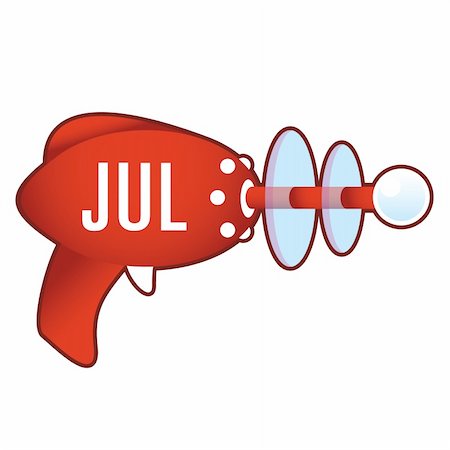 July calendar month icon on laser raygun vector illustration in retro 1950's style. Stock Photo - Budget Royalty-Free & Subscription, Code: 400-04635057