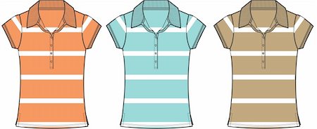 shirt technical sketch - lady fashion polo illustration Stock Photo - Budget Royalty-Free & Subscription, Code: 400-04635085