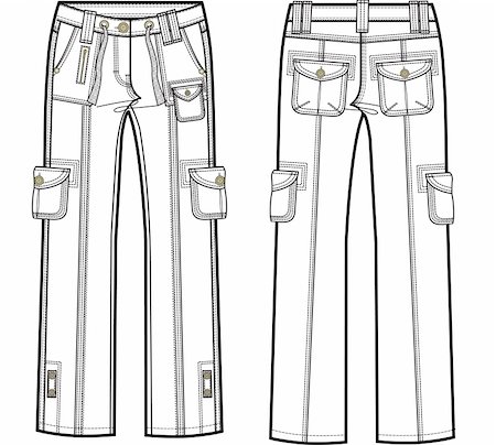 dress outline sketch - lady cargo pants Stock Photo - Budget Royalty-Free & Subscription, Code: 400-04635089