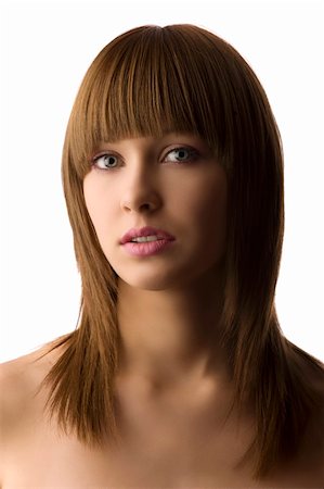simsearch:400-05665630,k - pretty youbg female teenager with well brushed hair on white and pink lips Stock Photo - Budget Royalty-Free & Subscription, Code: 400-04635266