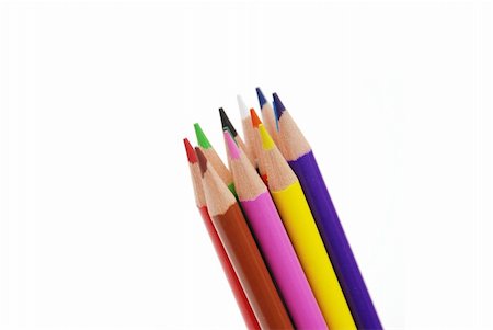 simsearch:400-04362378,k - Collection of colored pencils isolated on whie background Stock Photo - Budget Royalty-Free & Subscription, Code: 400-04635394