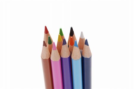 simsearch:400-04362378,k - Collection of colored pencils isolated on whie background Stock Photo - Budget Royalty-Free & Subscription, Code: 400-04635395