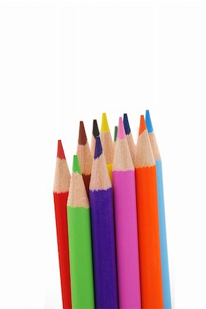 simsearch:400-04362378,k - Collection of colored pencils isolated on whie background Stock Photo - Budget Royalty-Free & Subscription, Code: 400-04635393