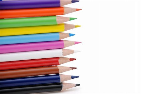 simsearch:400-04362378,k - Collection of colored pencils isolated on whie background Stock Photo - Budget Royalty-Free & Subscription, Code: 400-04635495