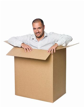 Man in a cardboard box. Stock Photo - Budget Royalty-Free & Subscription, Code: 400-04635555