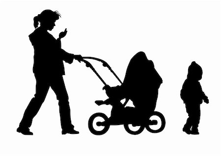 simsearch:400-05296665,k - Vector image of children and parents to walk. Silhouettes on a white background Fotografie stock - Microstock e Abbonamento, Codice: 400-04636017