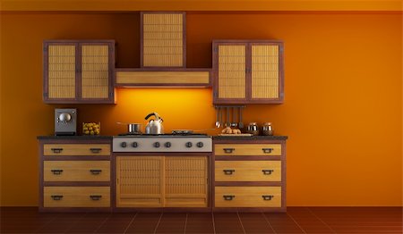 simsearch:400-08315056,k - modern kitchen interior 3d rendering Fotografie stock - Microstock e Abbonamento, Codice: 400-04636303