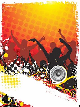 funky cartoon girls - A crowd of party people vector with music concept Stock Photo - Budget Royalty-Free & Subscription, Code: 400-04636574