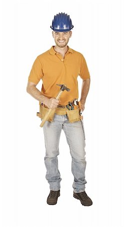 simsearch:400-04612522,k - young caucasian mantool isolated on white with tools Foto de stock - Royalty-Free Super Valor e Assinatura, Número: 400-04636591