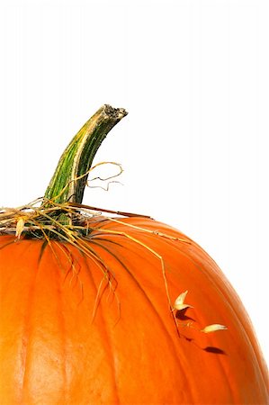 simsearch:400-05709481,k - Closeup of pumpkin with bits of straw on white Stock Photo - Budget Royalty-Free & Subscription, Code: 400-04637291