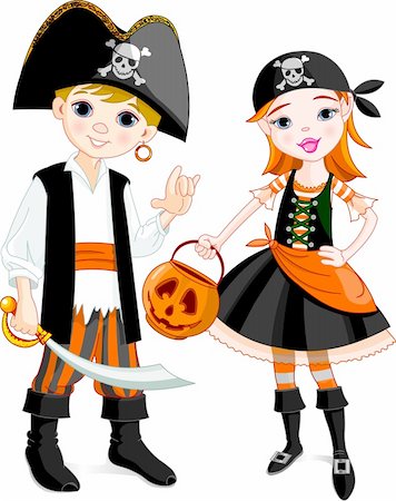 simsearch:400-04256880,k - Two kids dressed as pirates for Halloween Fotografie stock - Microstock e Abbonamento, Codice: 400-04637329