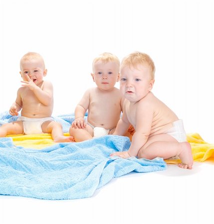 simsearch:400-04637418,k - Three baby friends, isolated Stock Photo - Budget Royalty-Free & Subscription, Code: 400-04637381