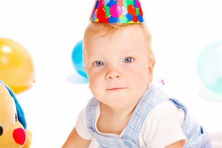 simsearch:400-06063102,k - Portrait of a baby boy at the birthday party Fotografie stock - Microstock e Abbonamento, Codice: 400-04637400