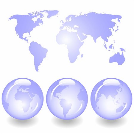 simsearch:400-04160729,k - Glossy blue globes with different views. Available in both jpeg and eps8 formats. Stockbilder - Microstock & Abonnement, Bildnummer: 400-04637966