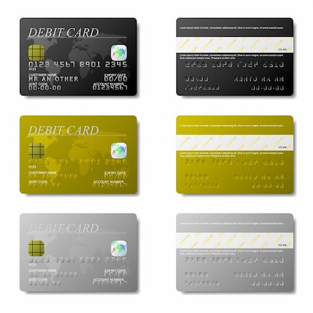 Set of debit cards available in both jpeg and eps8 formats. Stock Photo - Budget Royalty-Free & Subscription, Code: 400-04637960