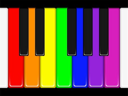 piano practice - Rainbow coloured piano keys. Available in jpeg and eps8 formats. Stock Photo - Budget Royalty-Free & Subscription, Code: 400-04638007