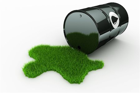 3d rendering of an oil drum spilling green grass Stock Photo - Budget Royalty-Free & Subscription, Code: 400-04638156