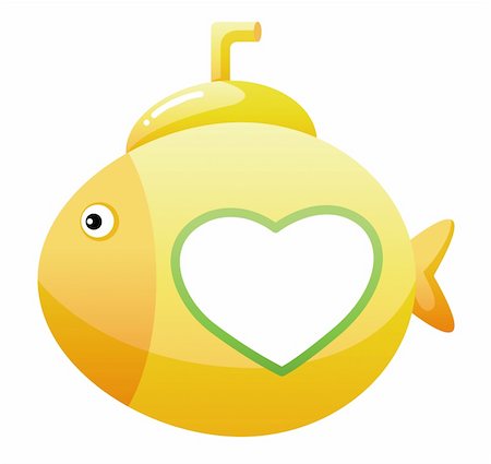 simsearch:400-04107620,k - cartoon orange submarine fish in a white background Foto de stock - Super Valor sin royalties y Suscripción, Código: 400-04638343