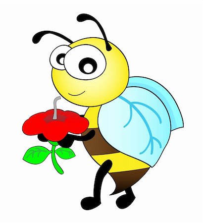 vector illustration of a cute bee taking a sip from a flower Fotografie stock - Microstock e Abbonamento, Codice: 400-04638415