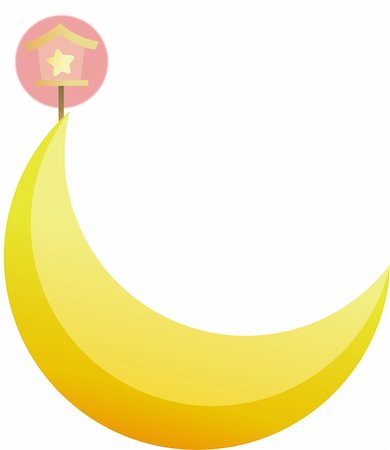 yellow moon with sign of house in a white background Stock Photo - Budget Royalty-Free & Subscription, Code: 400-04638410