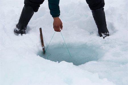 pulling yarn - Close up on a fisher removing ice from a hole Stock Photo - Budget Royalty-Free & Subscription, Code: 400-04638551