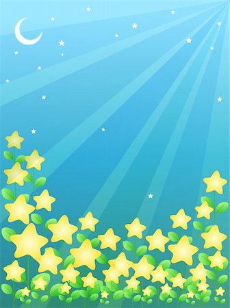 stars cartoon galaxy - moon and stars on a blue sky Stock Photo - Budget Royalty-Free & Subscription, Code: 400-04638587