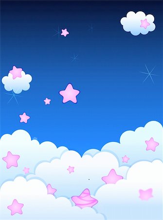 simsearch:859-03036806,k - Colorful stars with cloud in  blue sky Fotografie stock - Microstock e Abbonamento, Codice: 400-04638583