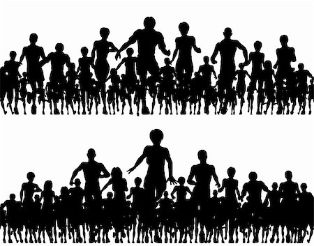 Editable vector silhouettes of a many people running Photographie de stock - Aubaine LD & Abonnement, Code: 400-04638602