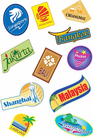 Travel with country stickers vector Stock Photo - Budget Royalty-Free & Subscription, Code: 400-04638701