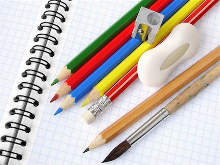 simsearch:400-05294430,k - educational tools set on the spiral notepad background Stock Photo - Budget Royalty-Free & Subscription, Code: 400-04639428