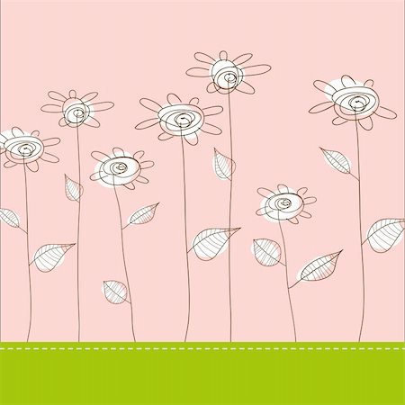 simsearch:400-05737322,k - Illustration with simple flowers. Vector art Fotografie stock - Microstock e Abbonamento, Codice: 400-04630831