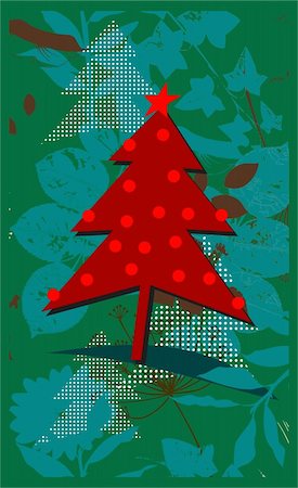 Christmas card witch easy decorative tree motive Stock Photo - Budget Royalty-Free & Subscription, Code: 400-04630867