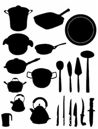 Kitchen utensil silhouette collection  vector illustration black Stock Photo - Budget Royalty-Free & Subscription, Code: 400-04631108