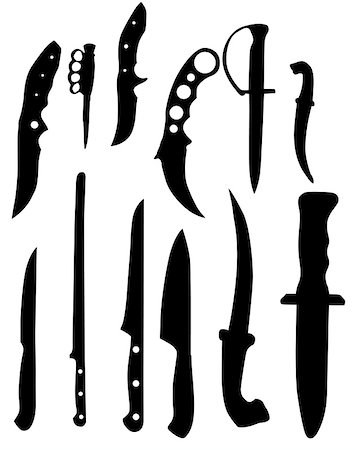 simsearch:400-04117356,k - knifes silhouettes - vector illustration black and white color Foto de stock - Royalty-Free Super Valor e Assinatura, Número: 400-04631109