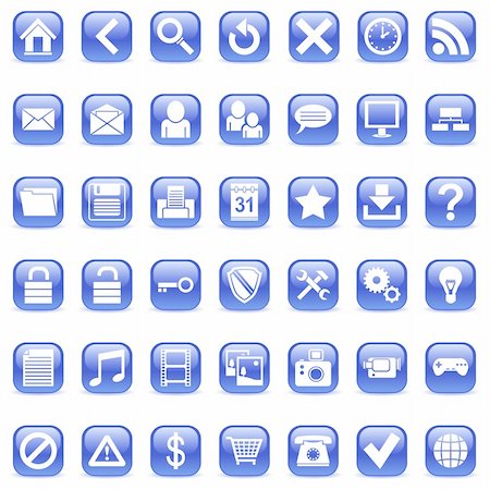 Set of 42 blue icons for Web. Stock Photo - Budget Royalty-Free & Subscription, Code: 400-04631177