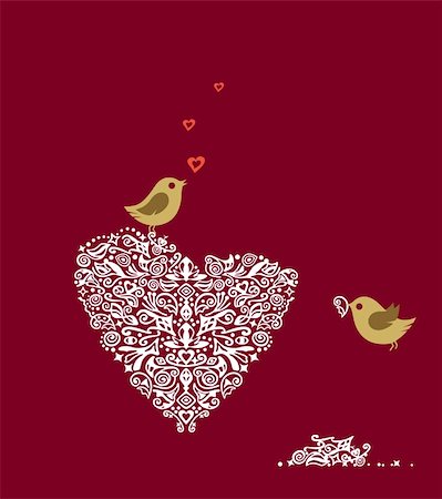 simsearch:400-05728242,k - Love birds making their heart nest and singing. Vector art in Adobe illustrator EPS format, compressed in a zip file. The document can be scaled to any size without loss of quality. Photographie de stock - Aubaine LD & Abonnement, Code: 400-04631203