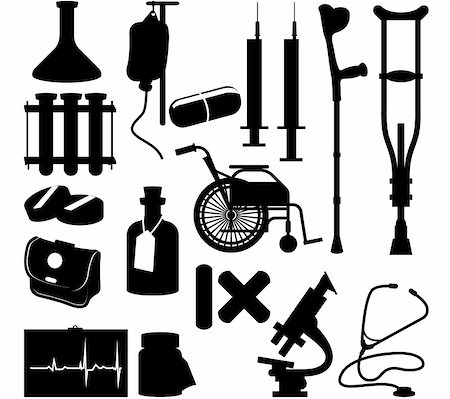 Health Icons - silhouette of medical equipment Fotografie stock - Microstock e Abbonamento, Codice: 400-04631258