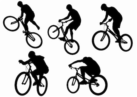 extreme bicycle vector - Vector image of sports bike. Silhouettes on a white background Stock Photo - Budget Royalty-Free & Subscription, Code: 400-04631347