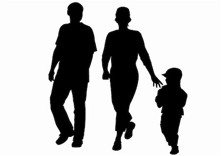 Vector drawing families with children. Silhouettes on a white background Stock Photo - Budget Royalty-Free & Subscription, Code: 400-04631348