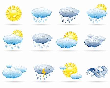 sun rain wind cloudy - Set of icons on a theme Weather Stock Photo - Budget Royalty-Free & Subscription, Code: 400-04631431